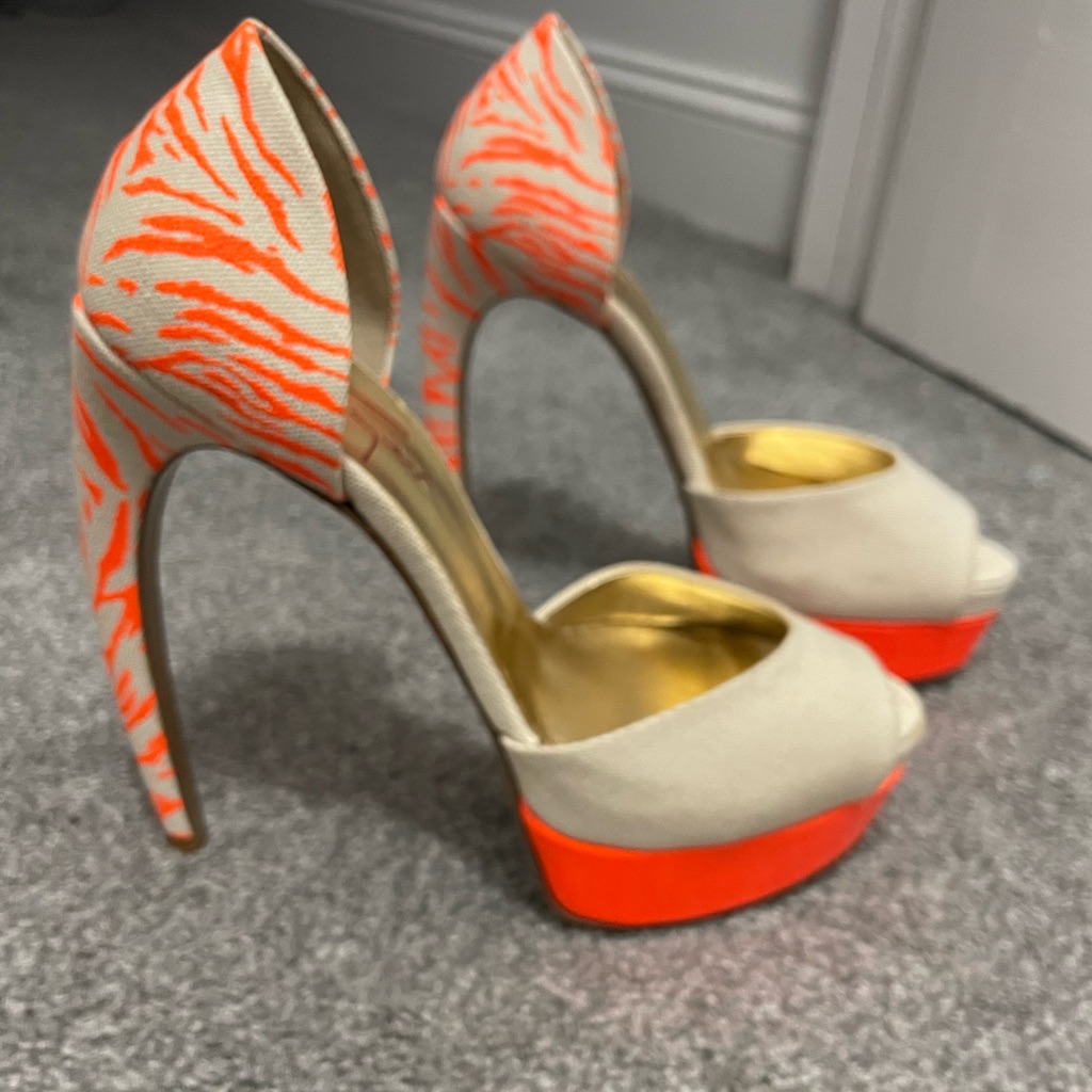 Walter Steiger Orange And Cream Peep-Toe Heels